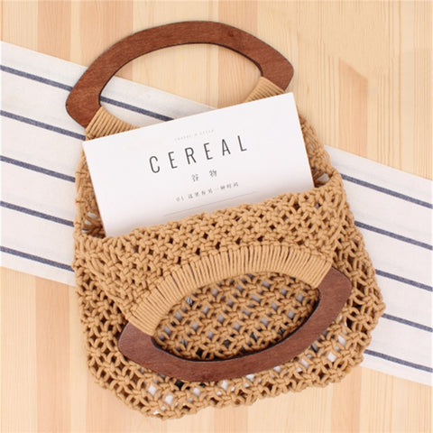 INS New Handmade Cotton Rope Beach Bag for Women